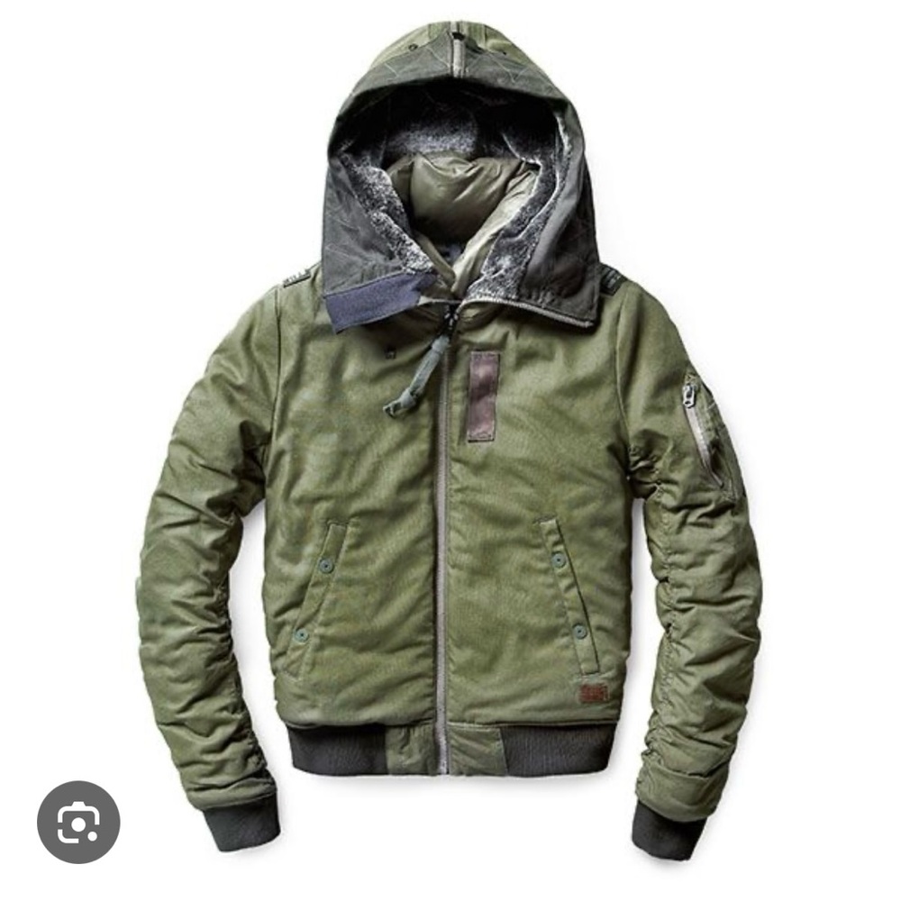 G-Star - Olive Green Bomber Jacket/Coat w Hood
